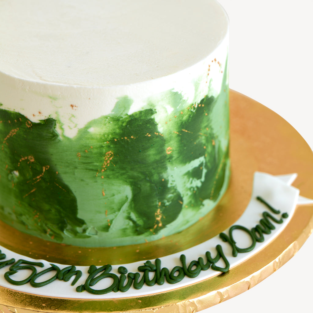 Online Cake Order - Green Gold Leaf Cake #2Texture – Michael Angelo's