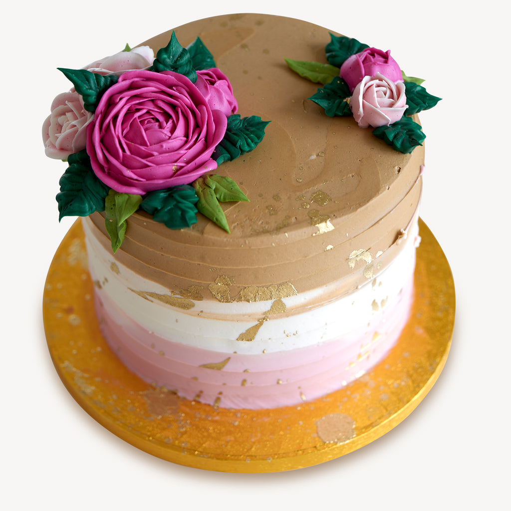 Online Cake Order - Green Gold Leaf Cake #2Texture – Michael Angelo's