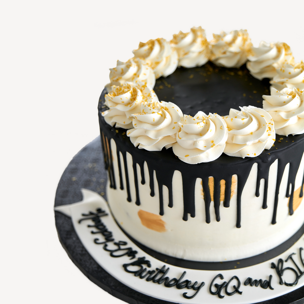 Black And Gold Drip Birthday Cake