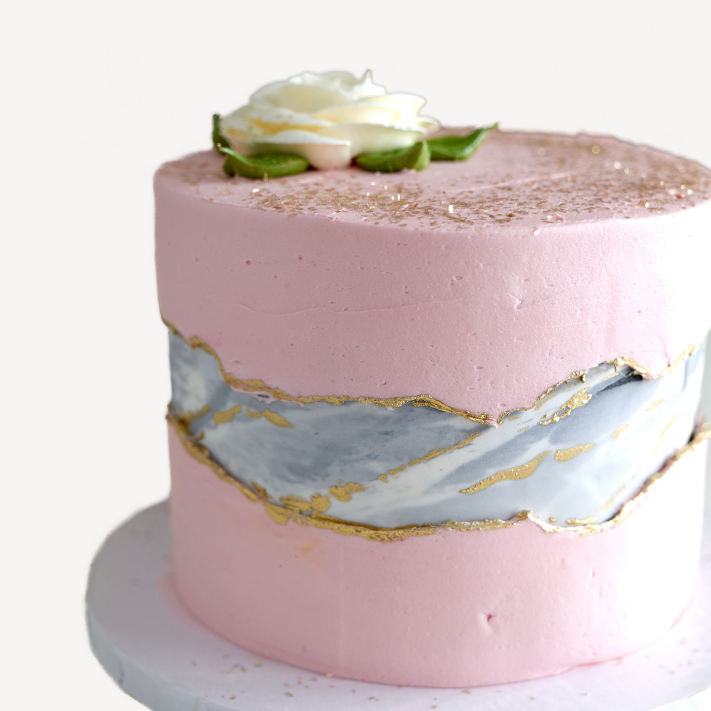 Online Cake Order - Pink, Marble, and Gold Cake #7SeasonalFlowers – Michael  Angelo's