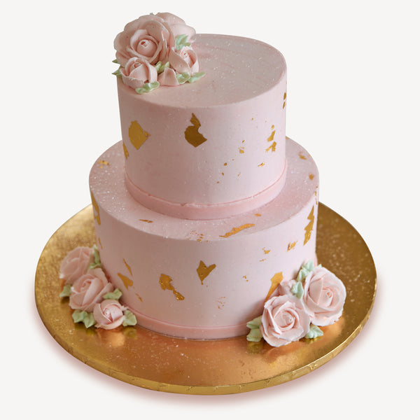 MoMa Cakes - Pink and gold letter cake! Strawberry flavor
