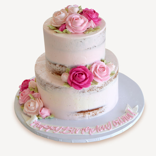 Online Cake Order - Pink Rose Naked #15Texture – Michael Angelo's