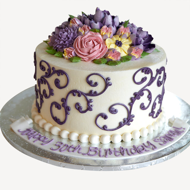 Online Cake Order - Purple Flower Cale #26SeasonalFlowers