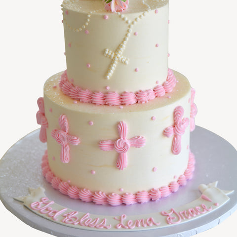 Online Cake Order - Pink Cross #43Religious – Michael Angelo's