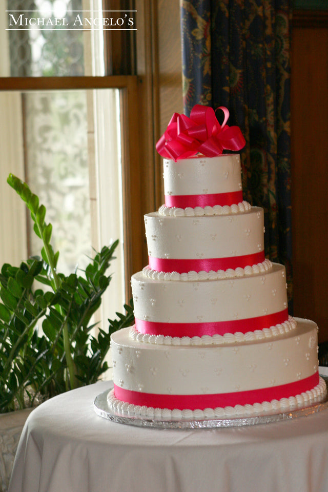 Hot Pink roses and antique lace wedding cake - Decorated - CakesDecor